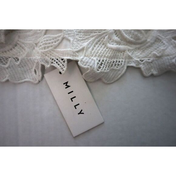 Milly Women's Sz 6 White/Black 3D Floral Lace Spaghetti-Strap Sheath Dress - Picture 4 of 13